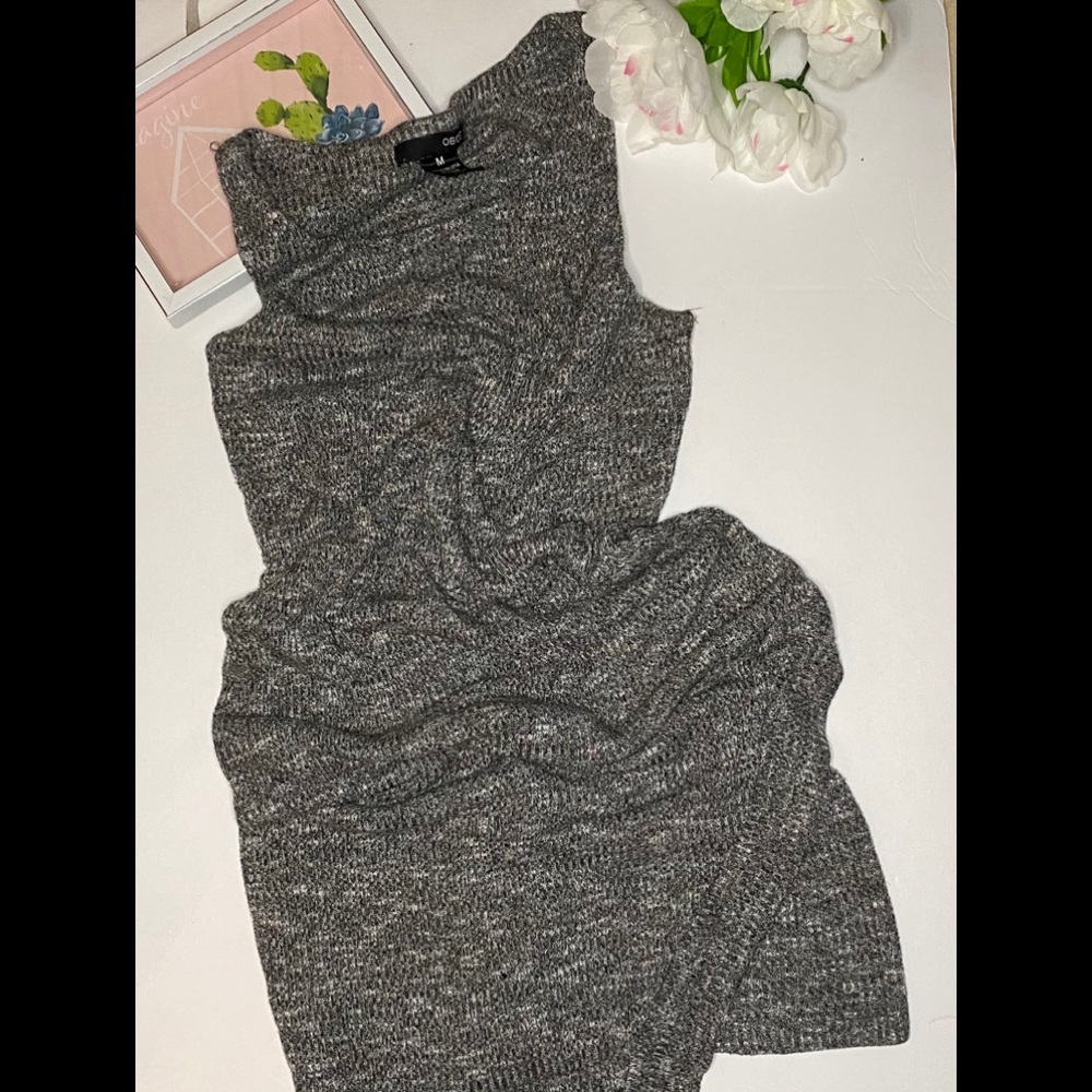 Gray ribbed dress